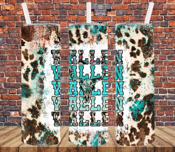 Glass Can Sublimation Wrap, Cowhide & Turquoise