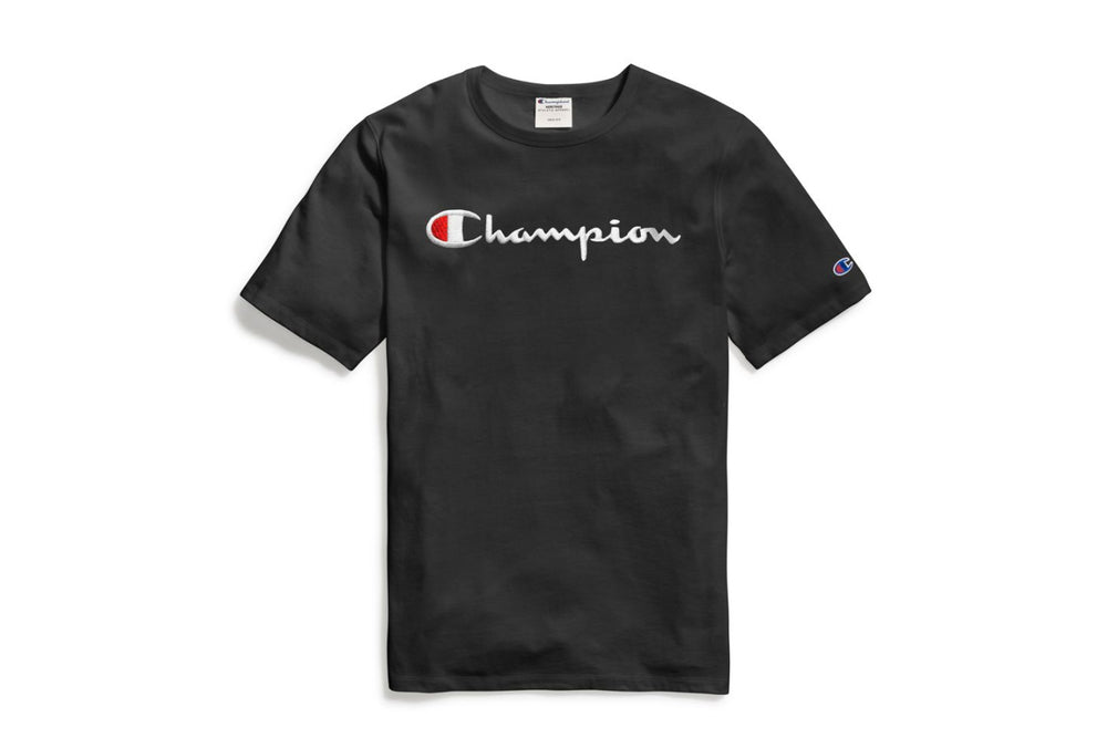 champion men's cotton script logo tee