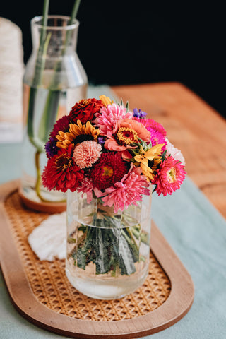 hand-tied bouquet in vase