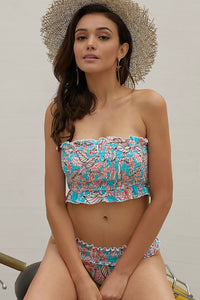 Cute Floral Patterned Smocked Bikini-ETA 3 WEEKS