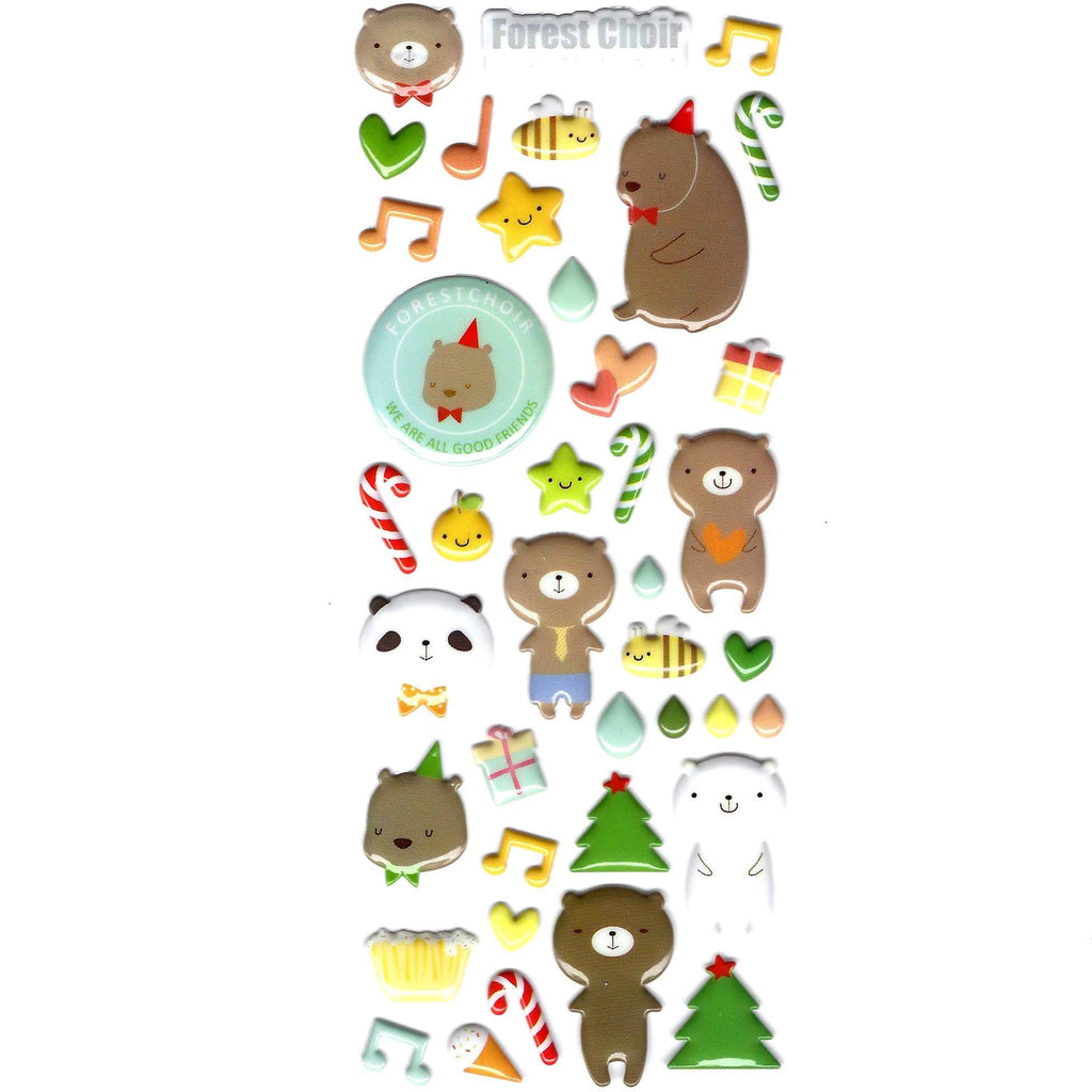 Teddy Bear Shaped Cartoon Animal Puffy Stickers for Scrapbooking