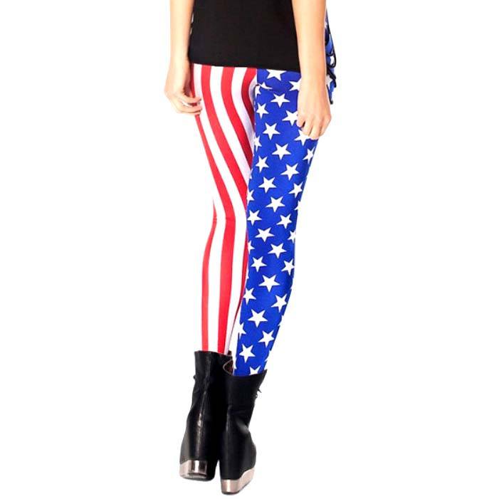 American Flag Blue Red White Stars and Stripes Digital Print Leggings