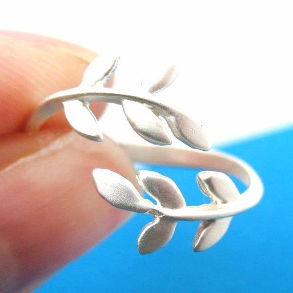 Beautiful Floral Leaves Wrap Around Adjustable Ring in Silver | DOTOLY