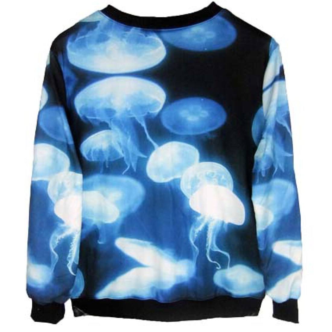 Jellyfish Collage Digital Print Pullover Sweatshirt Sweater in Blue
