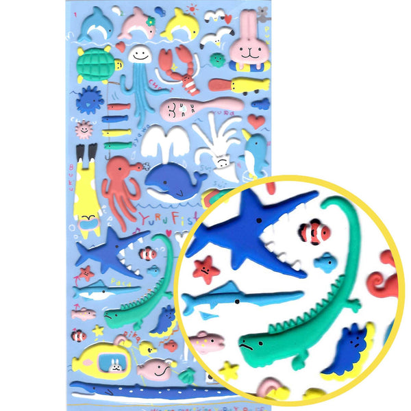 Sea Creatures Themed Dolphin Whale Shark Puffy Stickers for Scrapbook