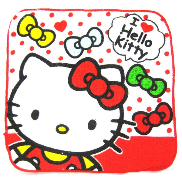 Small Hello Kitty Polka Dot Bow Tie Print Handkerchief Face Towel in ...