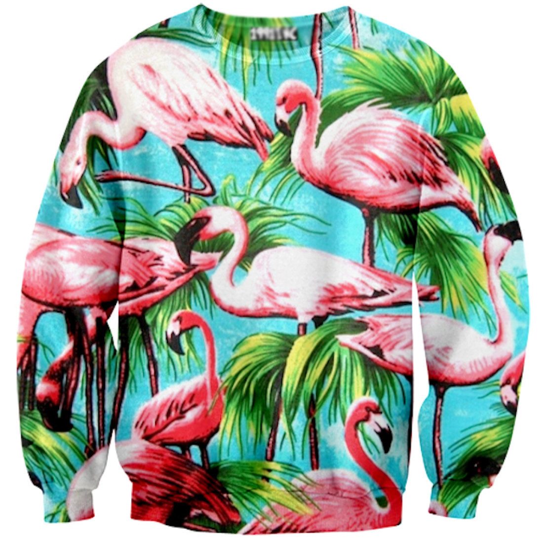 Tropical Flamingo Bird Palm Trees All Over Print Pullover Sweatshirt