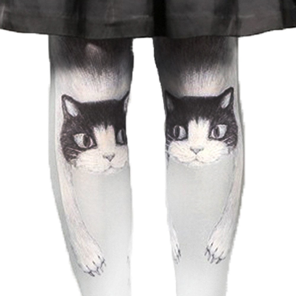 Unique Kitty Cat Graphic Print Stocking Pantyhose Tights for Women