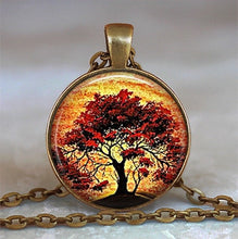 Load image into Gallery viewer, Tree Of Life Glass Cabochon Statement Necklace &amp; Pendant Jewelry