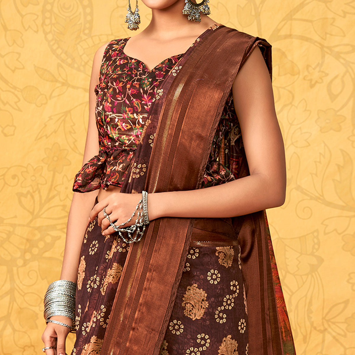 Linen Cotton Saree with Zari Border - KC180089