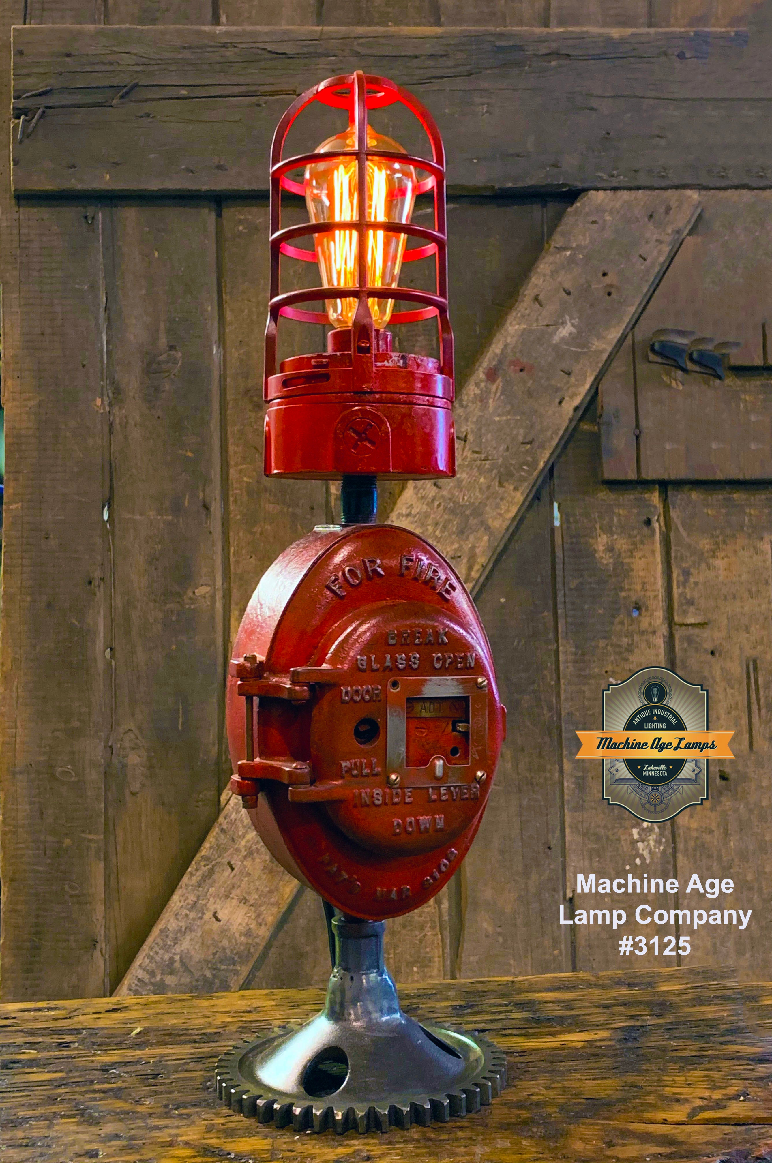 Steampunk Industrial Machine Age Lamp / Fireman / Police / Antique Call box / Alarm / Lamp #3125