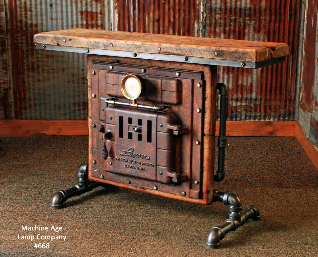Antique Steampunk Industrial Boiler Door Table Stand ...