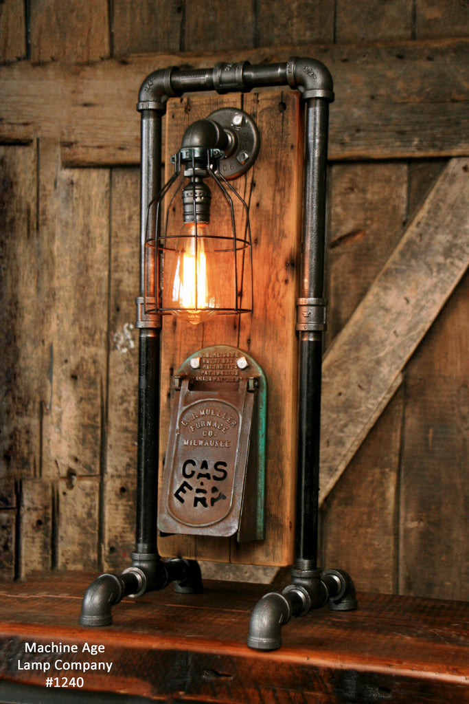 Steampunk Industrial Lamp Barn Wood Stove Door Milwaukee 1240