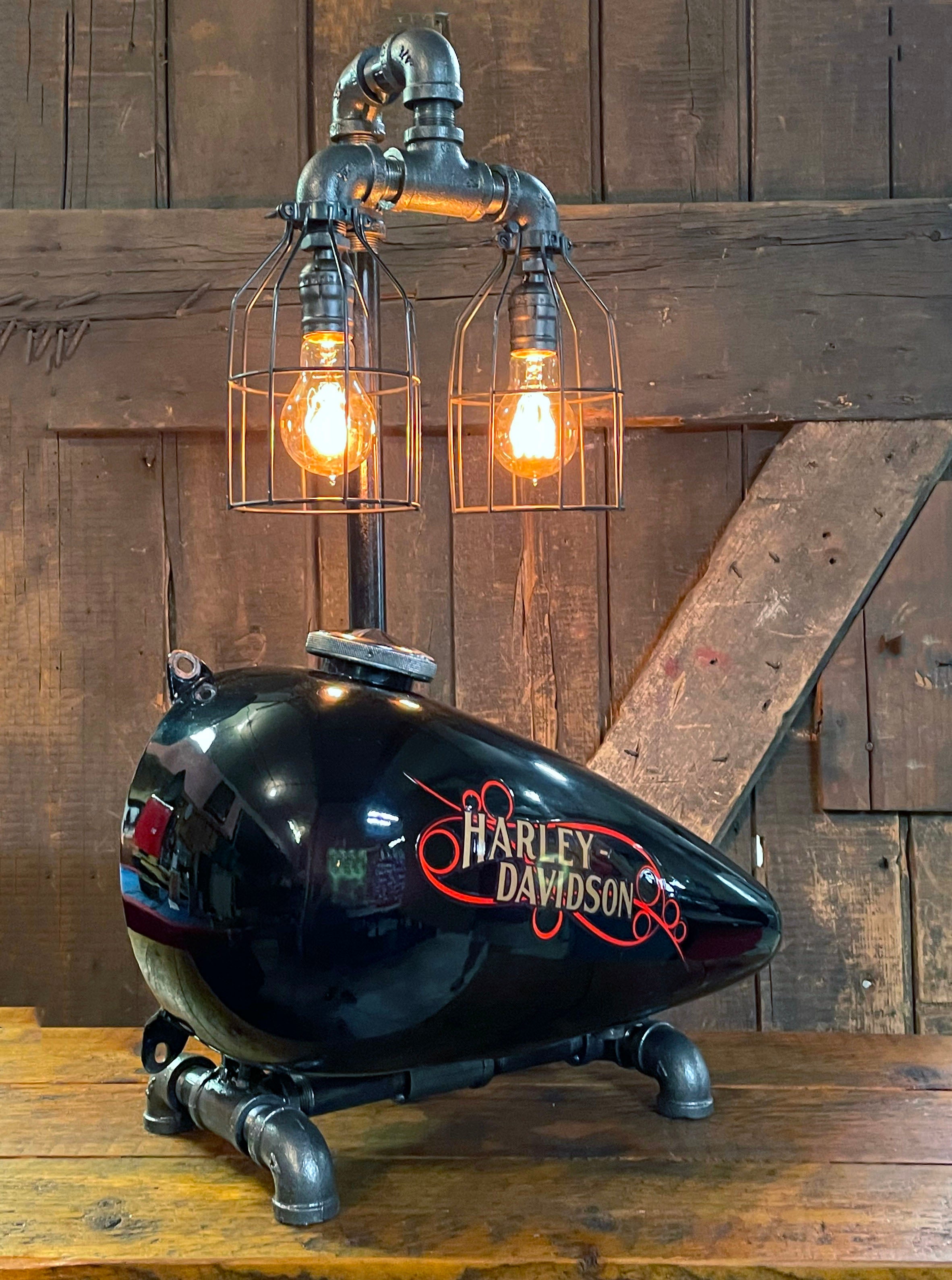 Steampunk Industrial, Original Motorcycle HD Gas Tank Lamp  #3470