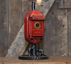 Steampunk Industrial / Machine Age Lamp / Fireman / Police / Antique Gamewell Call box / Alarm / Lamp #2736