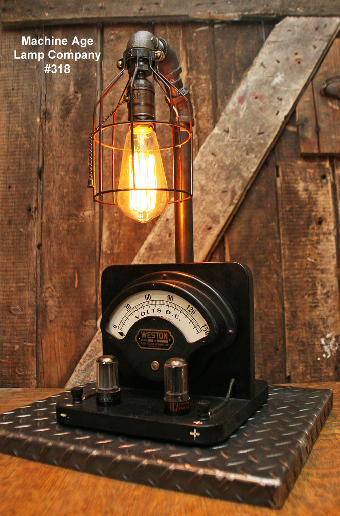 Steampunk Lamp Power Meter And Tubes 318 SOLD