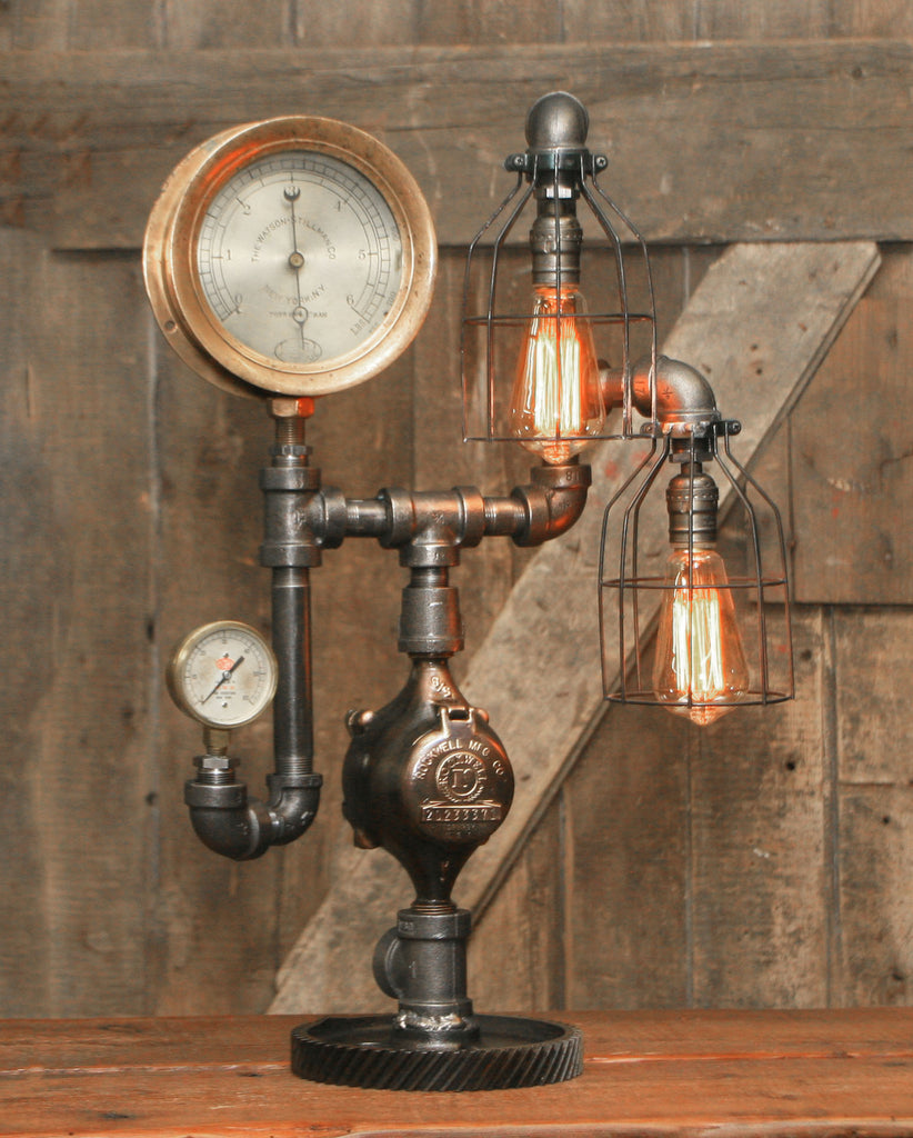 Steampunk Industrial Lamp / Watson Stillman New York Gauge ... boat lights wiring 
