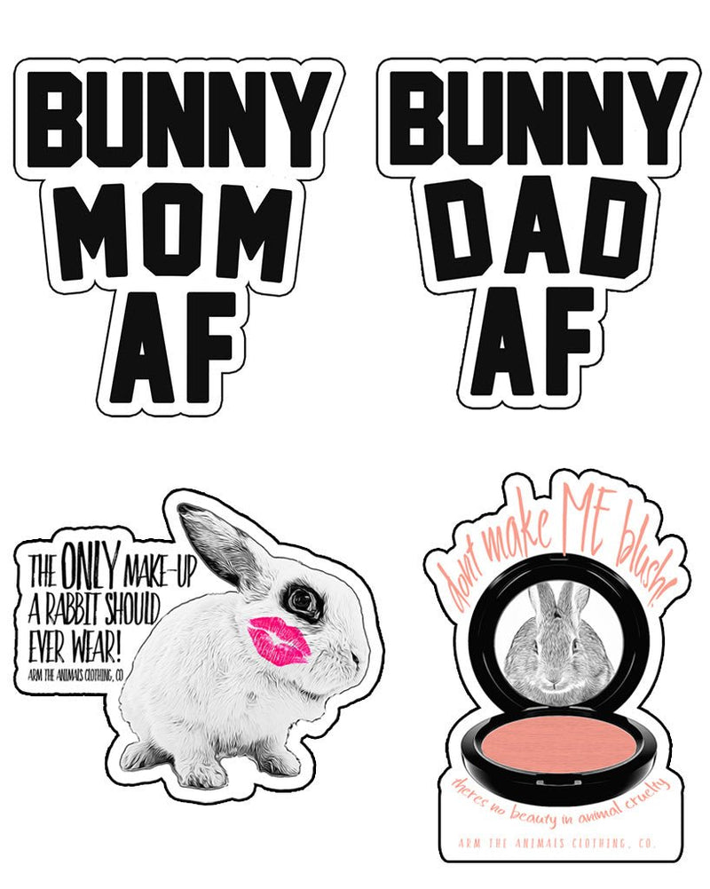 Load image into Gallery viewer, Stickers | Bunny Lovers | 4mm UV Coated Die Cut Sticker Set - Arm The Animals Clothing Co.
