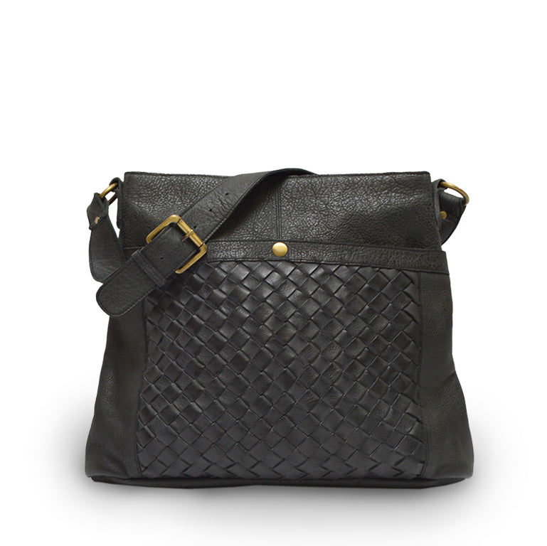 woven leather shoulder bag