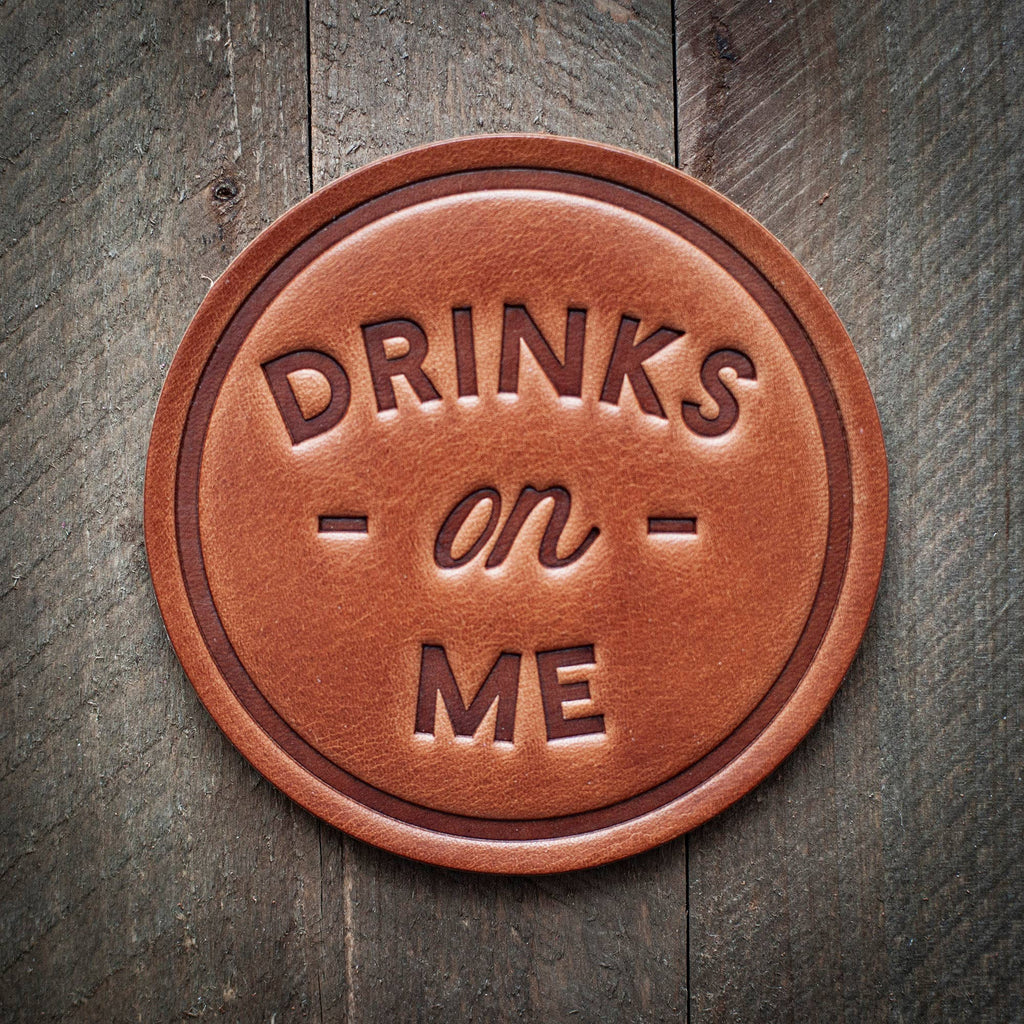 Drinks On Me Wood Coasters – iCustomLabel