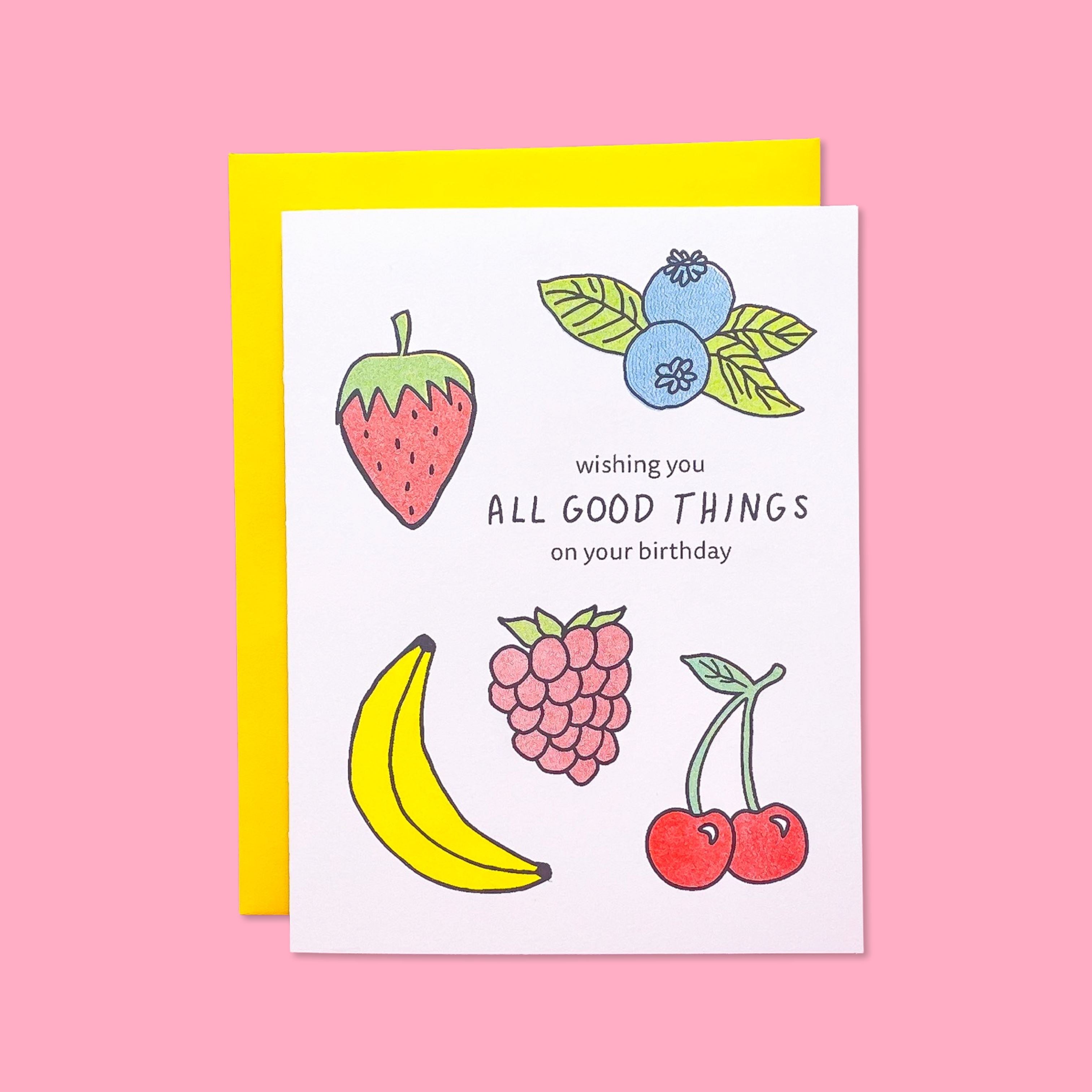 All Good Things Birthday Risograph Card