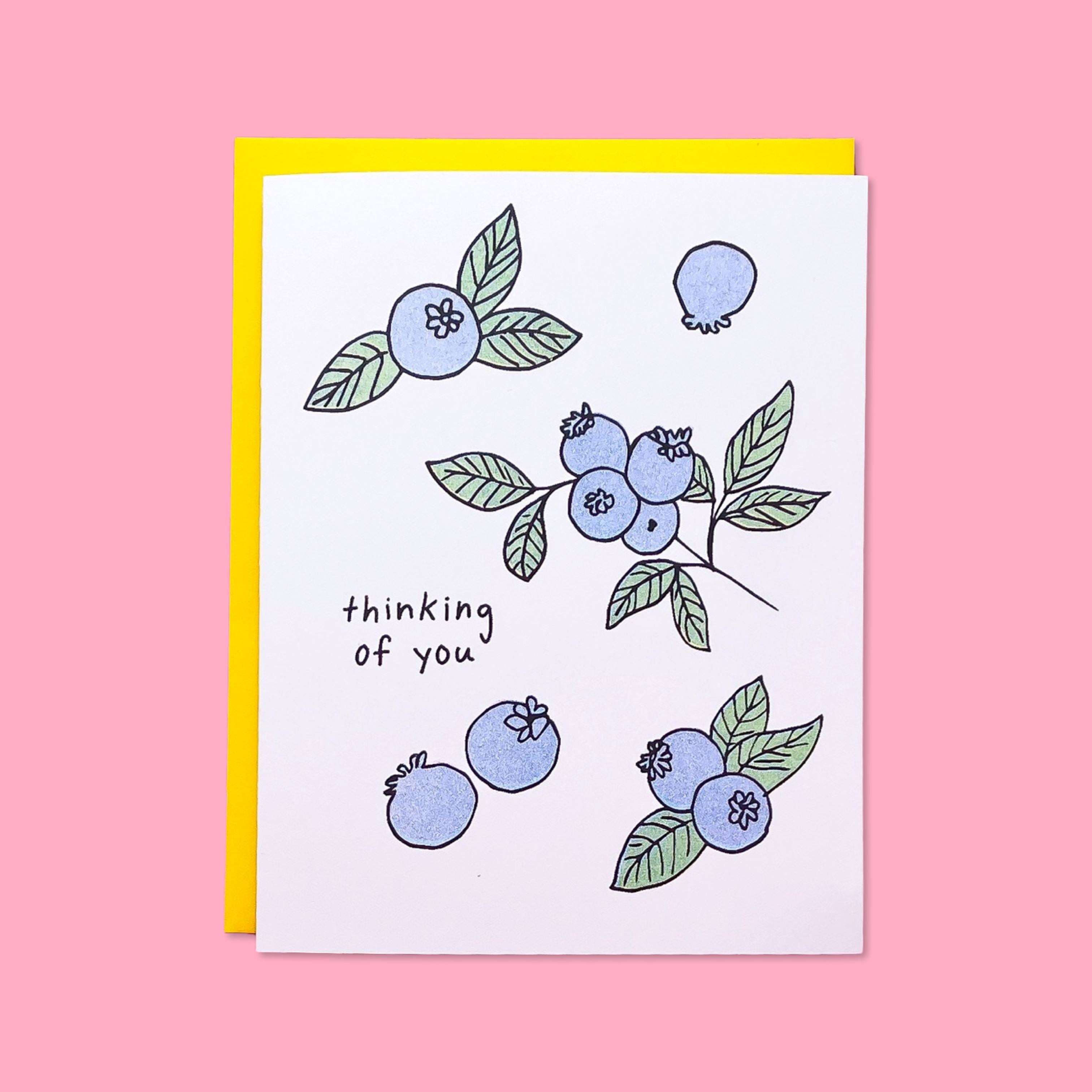 Thinking of You Blueberries Risograph Card