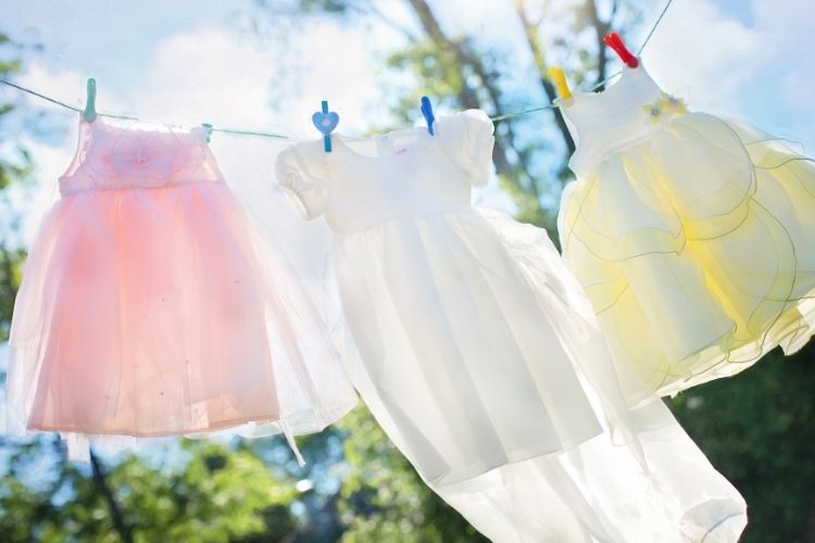 silk laundry hanging on the line