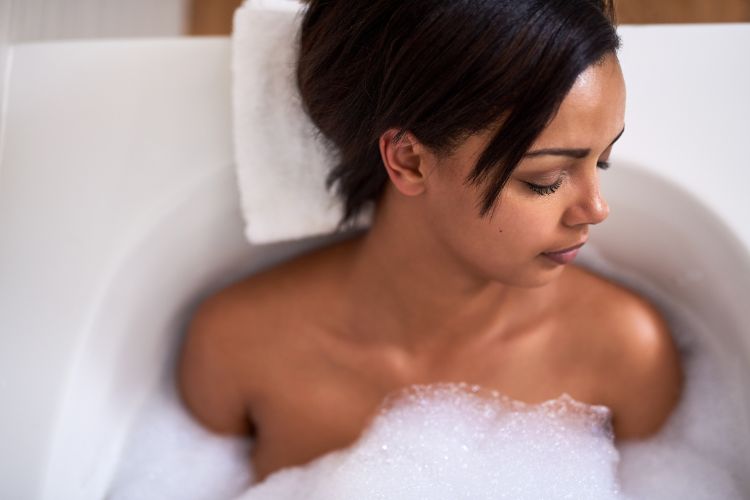 woman in the bubble bath
