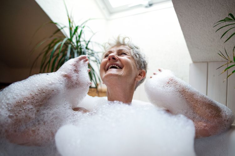 bubble bath before going to bed