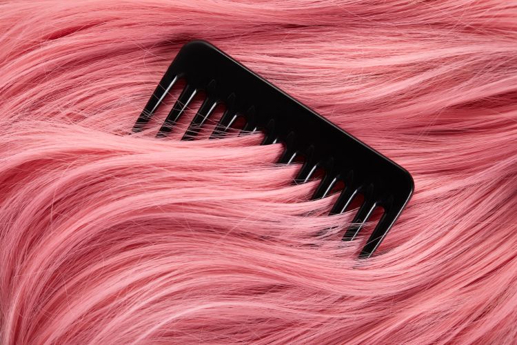 pink hair takes a comb