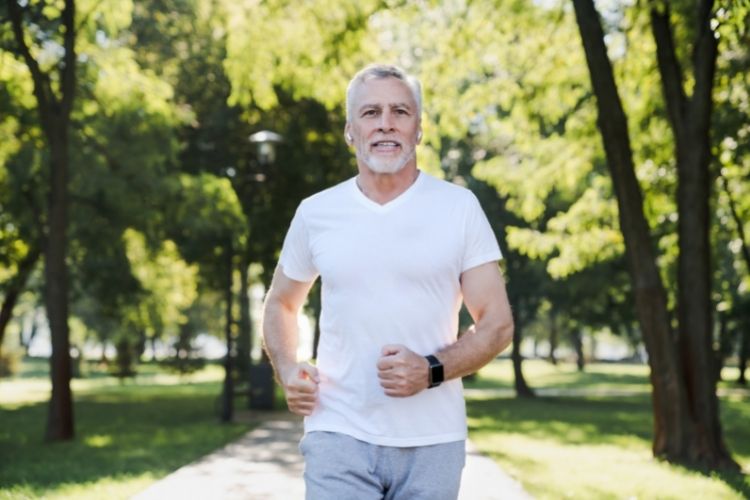 man exercising outside