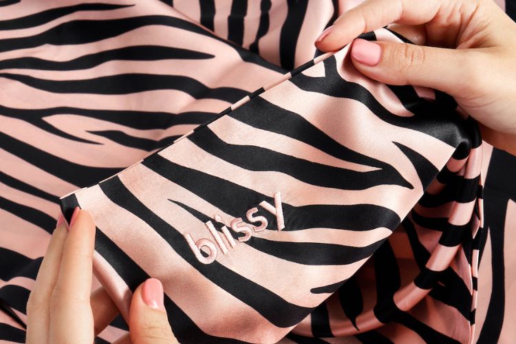 blissy silk pillowcase in zebra