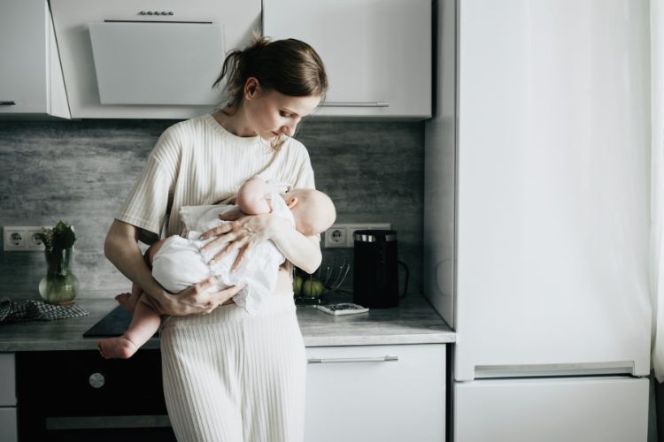 woman holding child