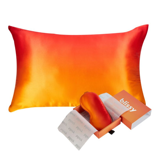 orange ombre pillowcase and sleep mask