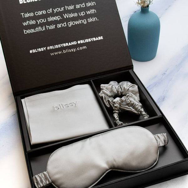 silver pillow cover gift set with accessories
