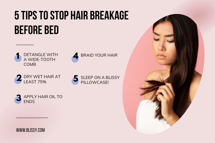 5 tips to stop hair breakage before bed graphic