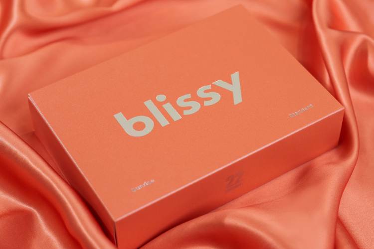 blissy silk pillowcase box in sunrise