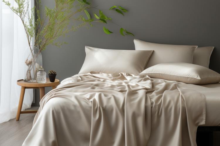 bed with relaxing tencel sheets