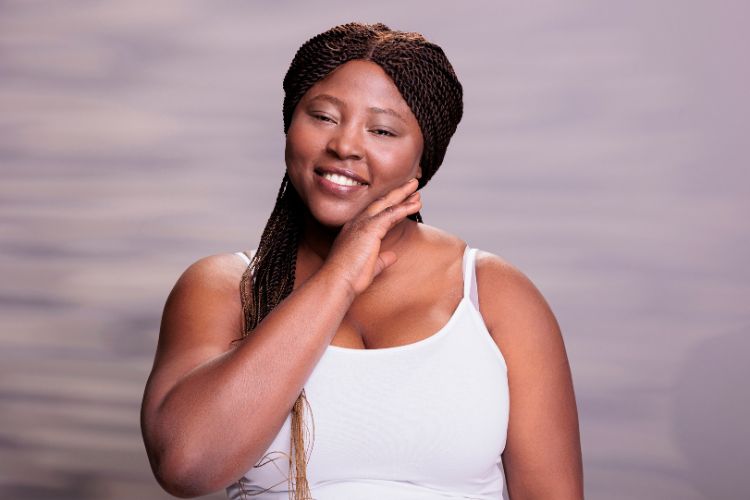 woman with hydrated skin and hair