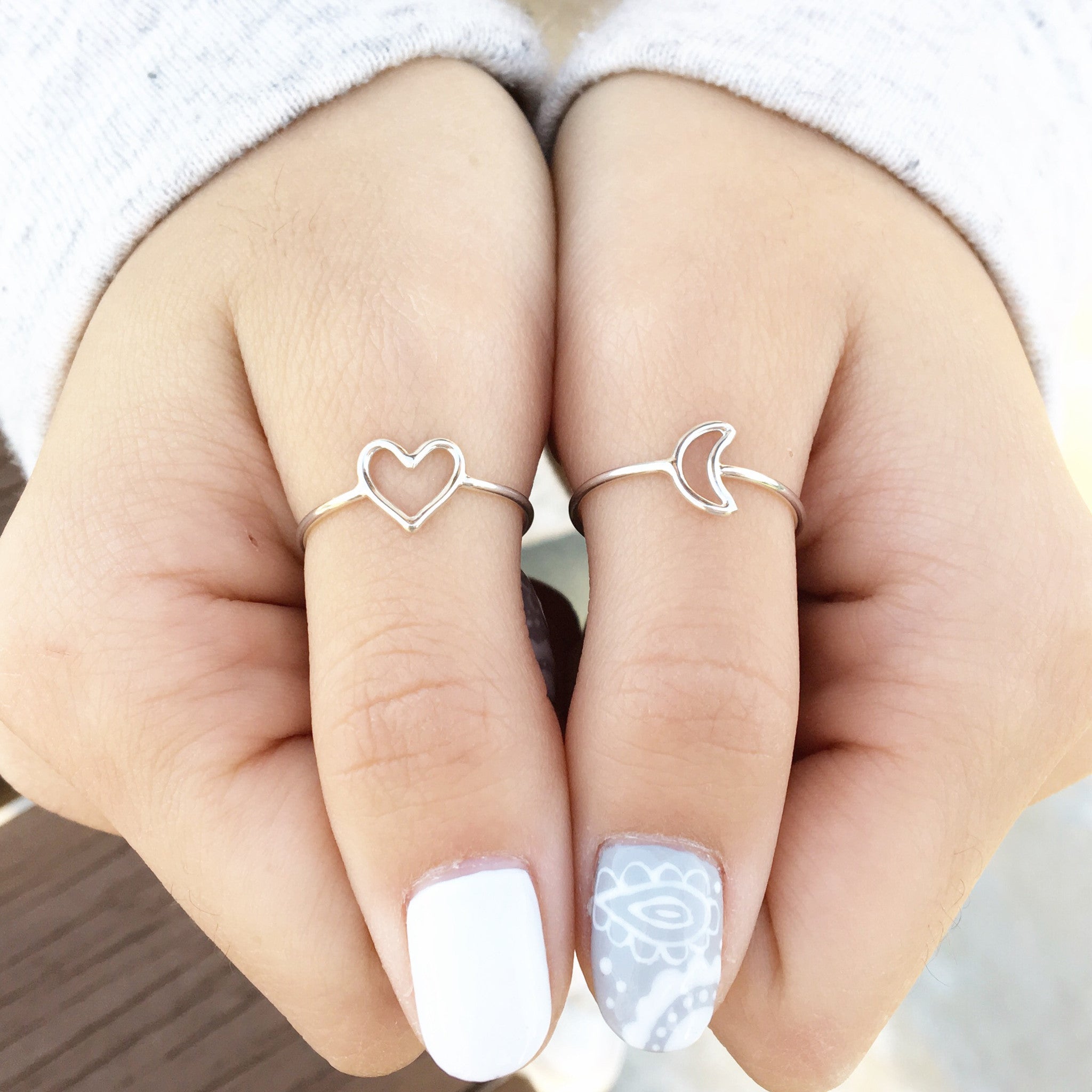 Moon sterling silver ring