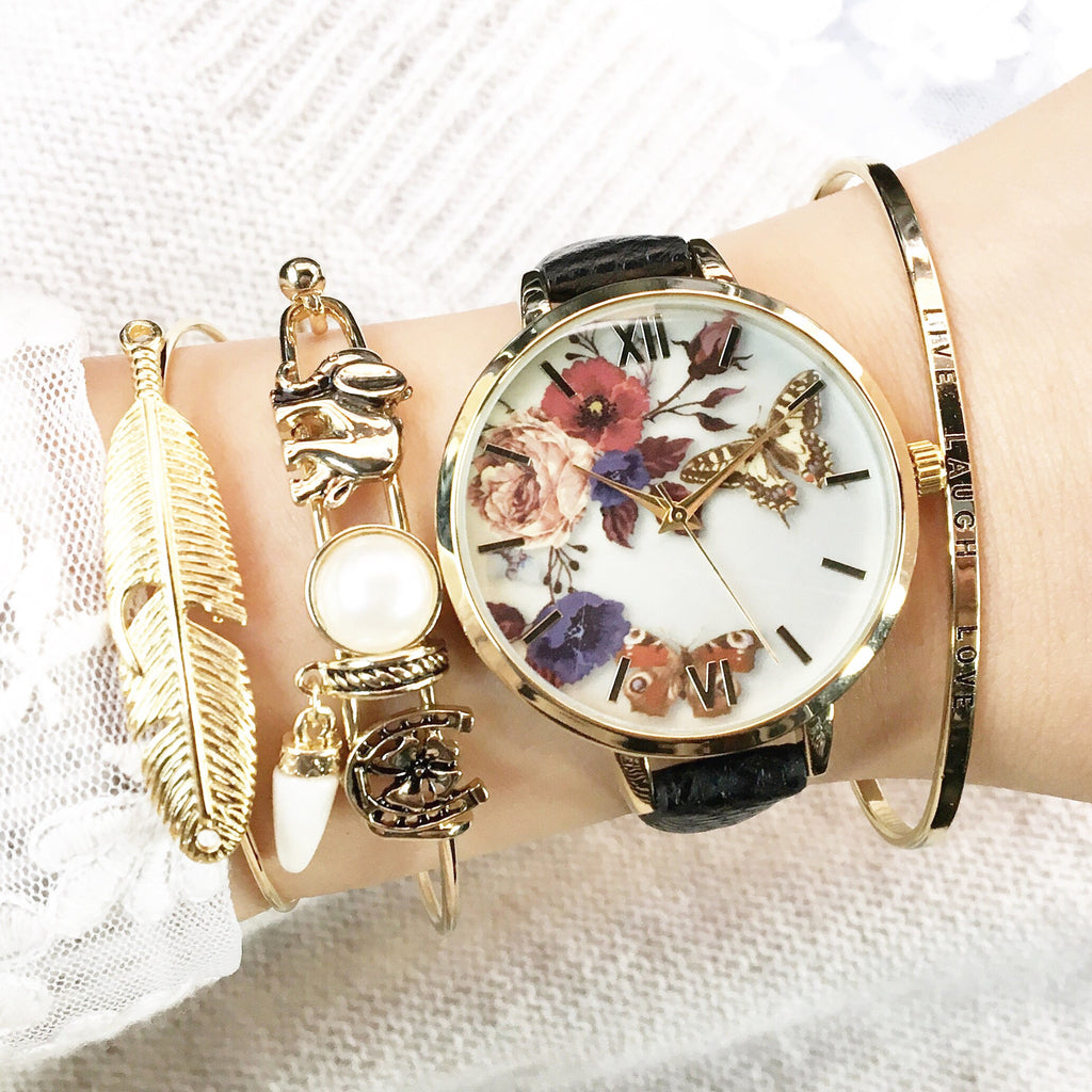 Butterfly garden strap watch (4 colors) - Imsmistyle