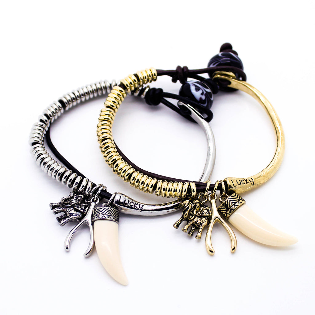 Elephant leather charm bracelet - Imsmistyle