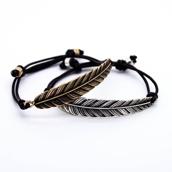 Feather leather bracelet - Imsmistyle