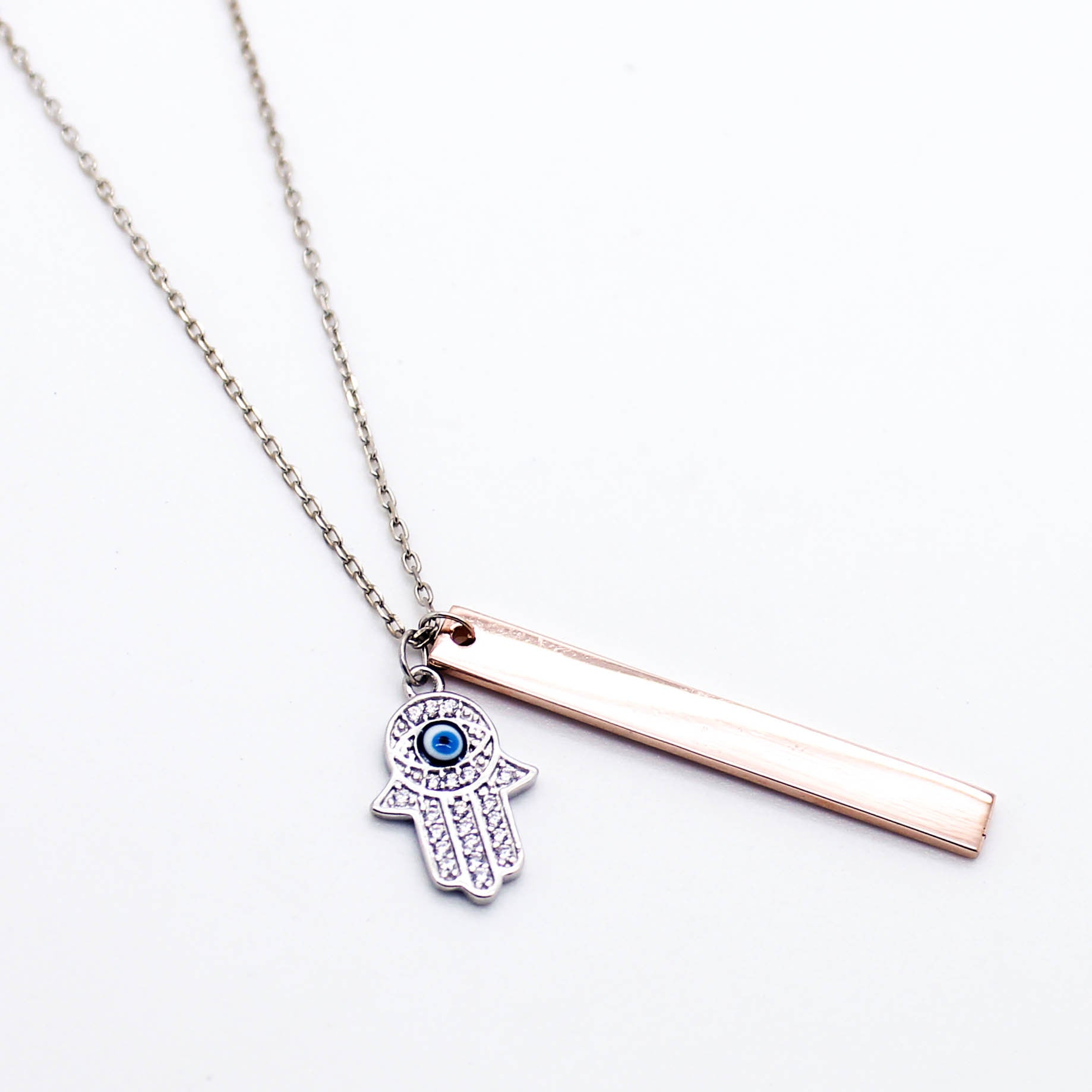 Hamsa bar sterling silver necklace - Imsmistyle