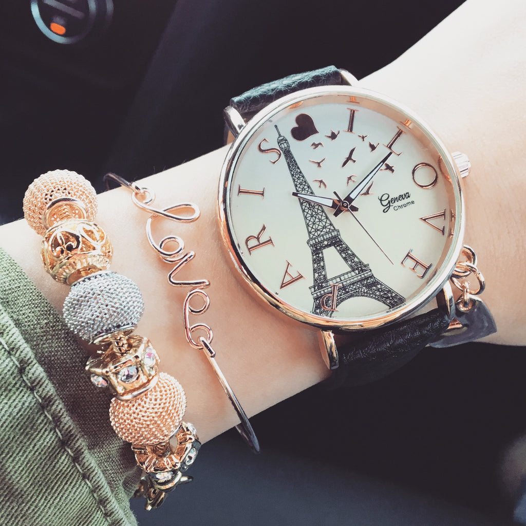 Paris Love strap watch (3 colors) - Imsmistyle