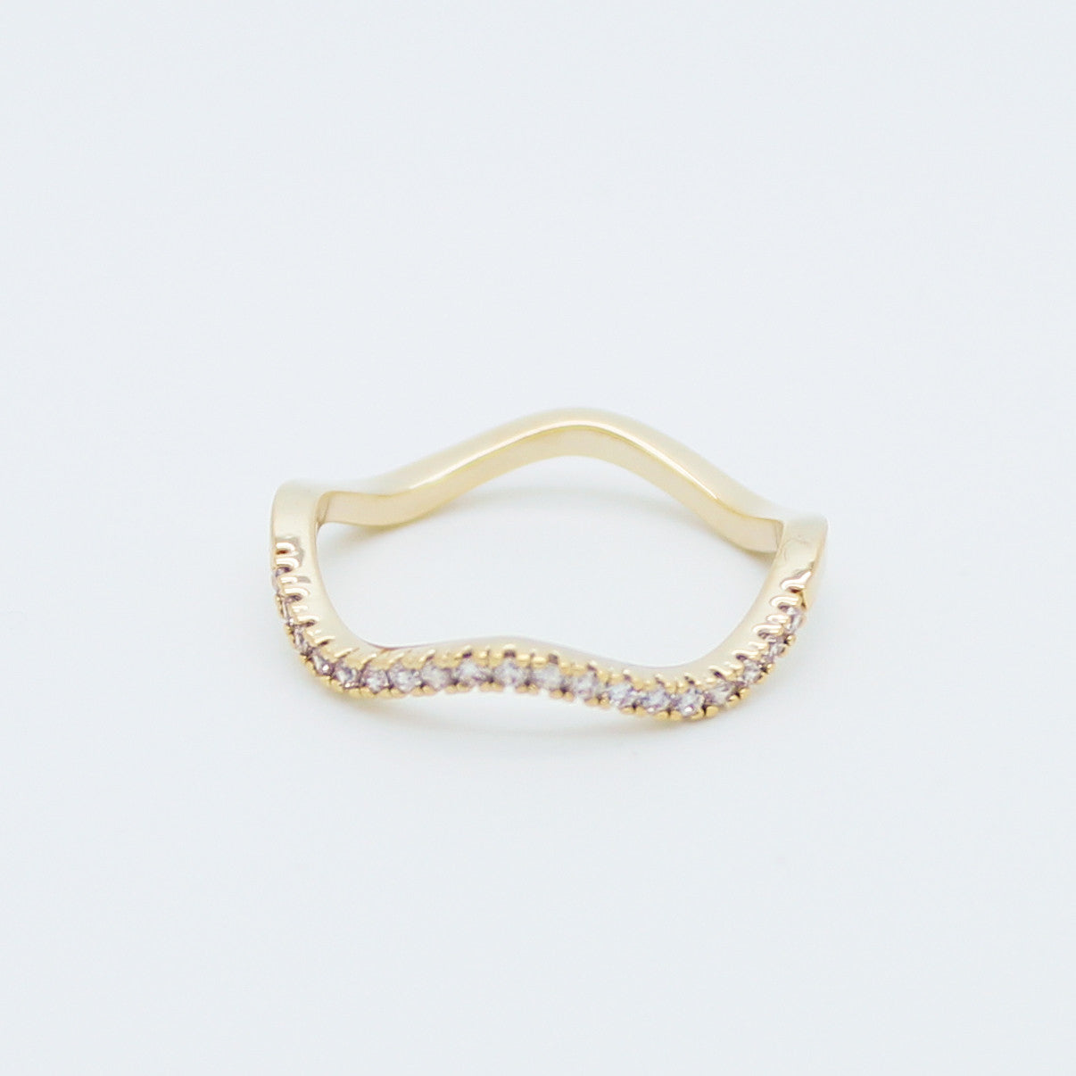 Wave rhinestones ring