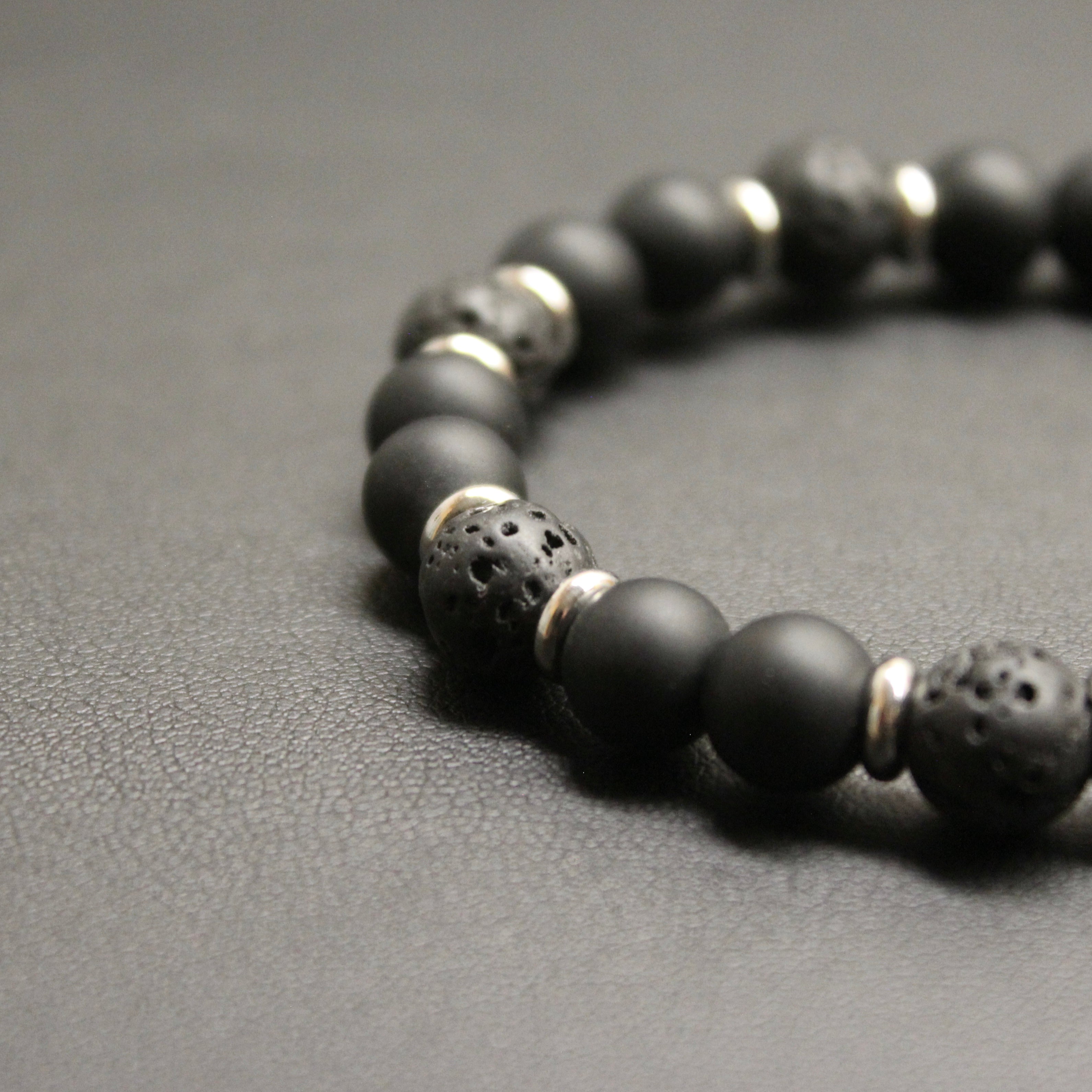 Mens | Lava Stone + Black Onyx Bracelet