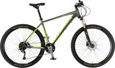 Claud Butler Cape Wrath XC 650B 27.5 inch wheel grey and green gents 27 speed front suspension mountain bike.