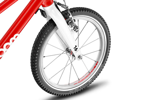 Woom 'Soopa-Doopa-Hoops' superlight aluminium rims with sealed bearing hubs.