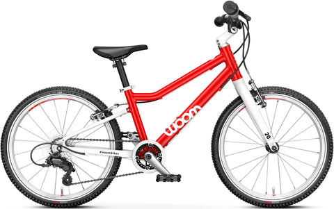 Woom 4 red 20 inch wheel 7 speed ultralight kids' bike.